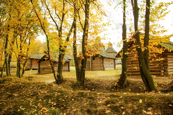 Traditional ukrainian rural cottage with a straw roof
