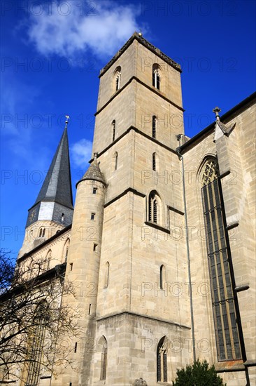 The historic old town of Muennerstadt with a view of the church of St. Maria Magdalena. Muennerstadt