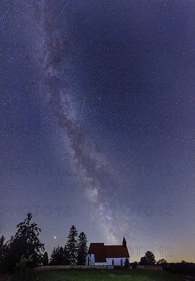 Night sky with stars above the deserted village of Gruorn