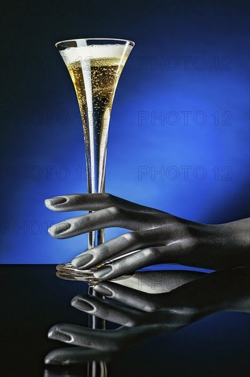 Champagne Goblet with Silver Hand