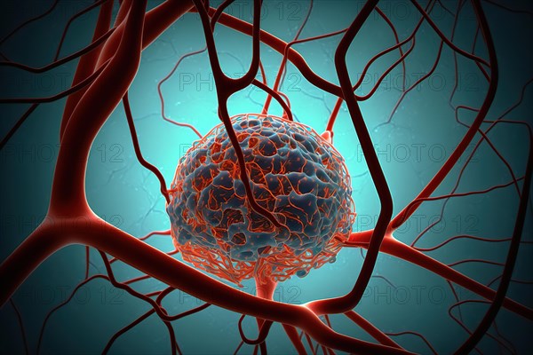 Schematic representation of a highly vascularised tumour cell