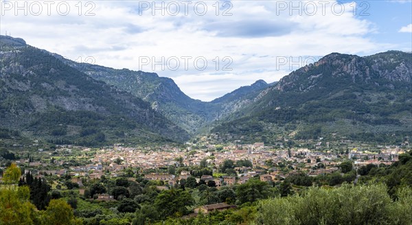 Mountain landscape with village Soller