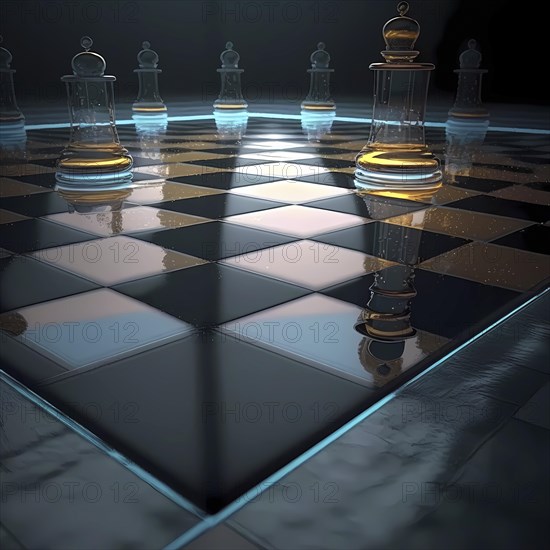 Digital chess board with chess pieces