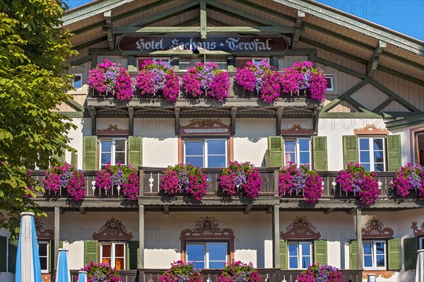 Hotel Seehaus-Terofal with lush floral decorations in Schliersee