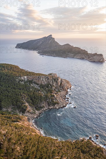 View of mountains and coast with sea