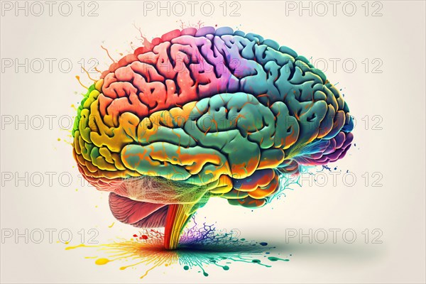 Illustration of a human brain in bright colours