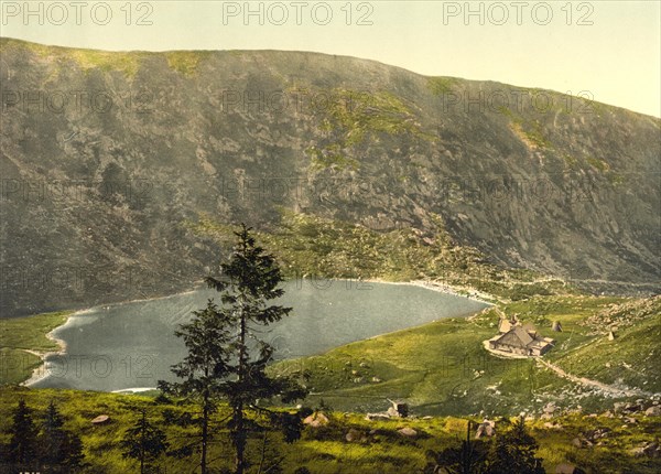 Landscape in the Krkonose Mountains with lake