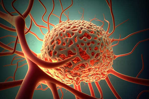 Schematic representation of a highly vascularised tumour cell