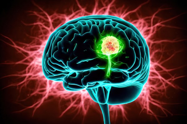 Schematic representation of the human brain with a tumour