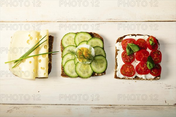 Swedish style brown bread with toppings