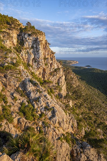 View of steep cliffs in the evening light