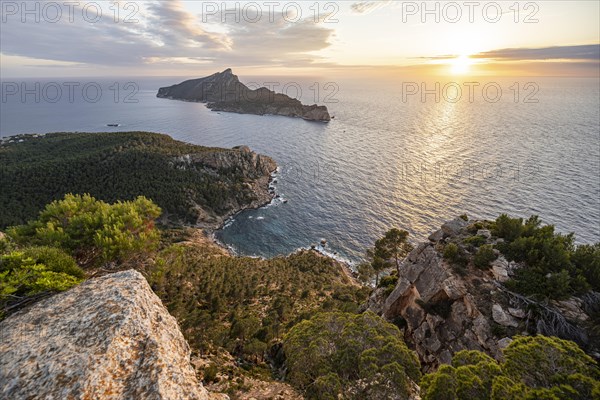 View of mountains and coast with sea