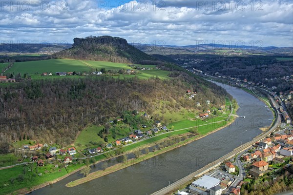 View from Koenigstein Fortress of the River Elbe and the Lilienstein