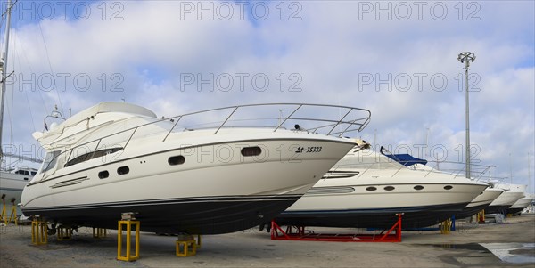 Luxury yachts in dry dock