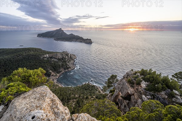 View of mountains and coast with sea