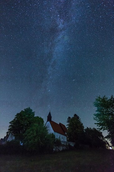 Night sky with stars above the deserted village of Gruorn