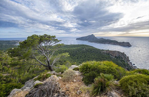 View of mountains and coast with sea