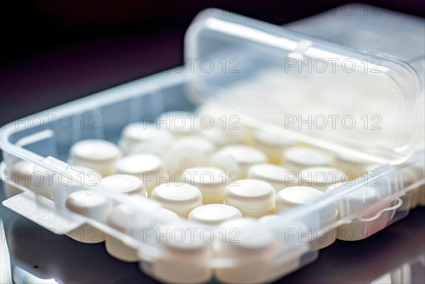 A pack of white painkiller tablets