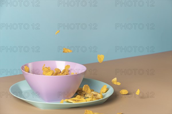 Healthy breakfast in pink bowl