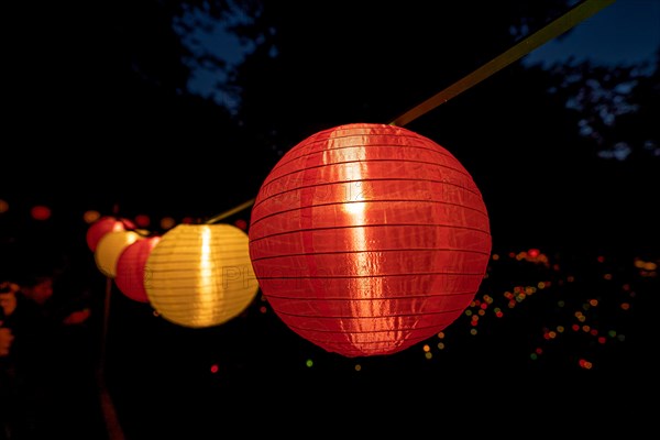 Colourful lanterns in the dark for the Festival of Lights