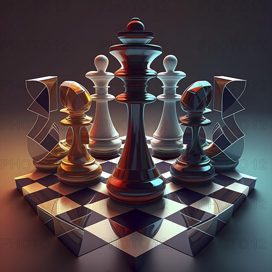 Digital chess board with chess pieces