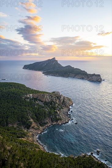 View of mountains and coast with sea