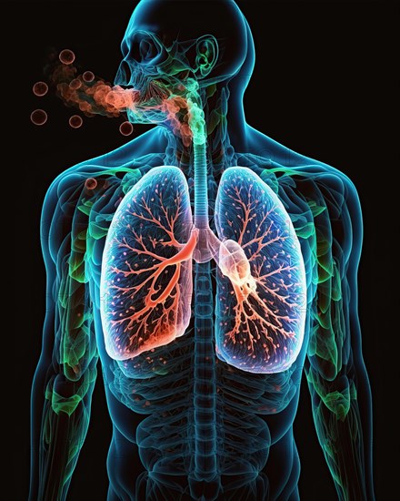 Schematic representation of a smoker with bronchial carcinoma