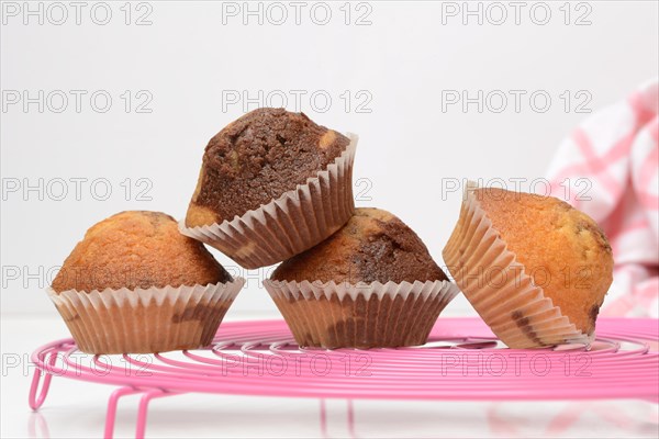 Chocolate muffins with white background