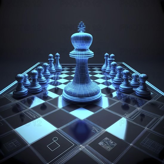 Digital chess board with chess pieces