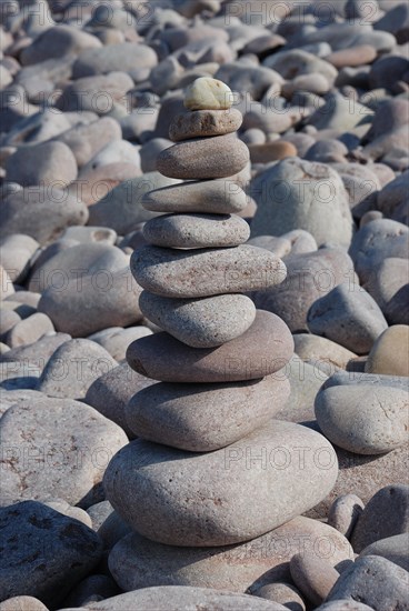 Pebble sculpture on a beach