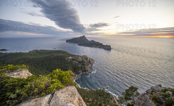 View of mountains and coast with sea