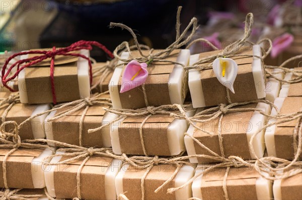 Collection of bars of fragrant hand made organic soap