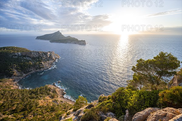 View of mountains and coast with sea