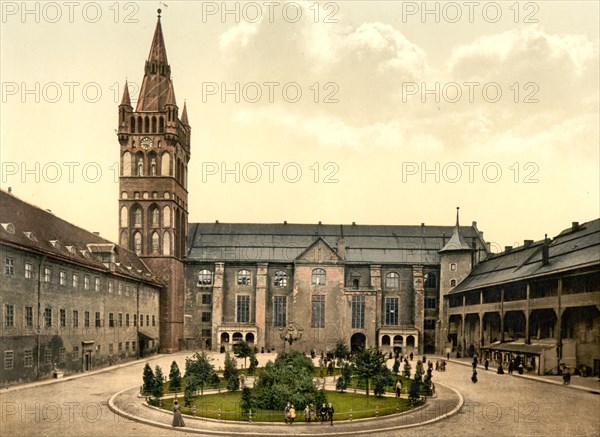 Inner courtyard and church of the castle in Koenigsberg