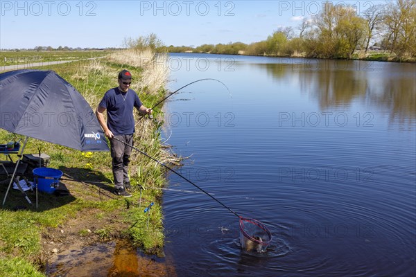 Angler at the Giselau Canal caught a bream