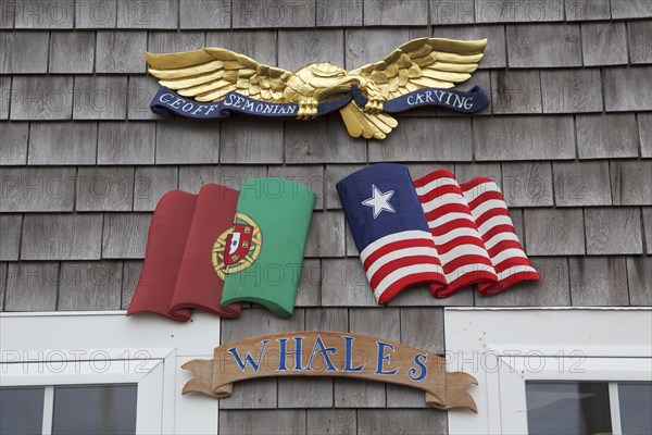 Signs on a hut