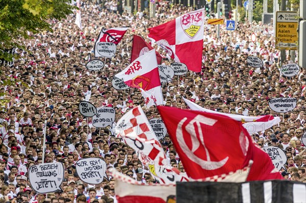 Fans of VfB Stuttgart on their way to the stadium