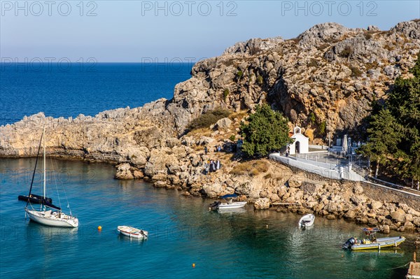 St Pauls Bay in Lindos with Chapel