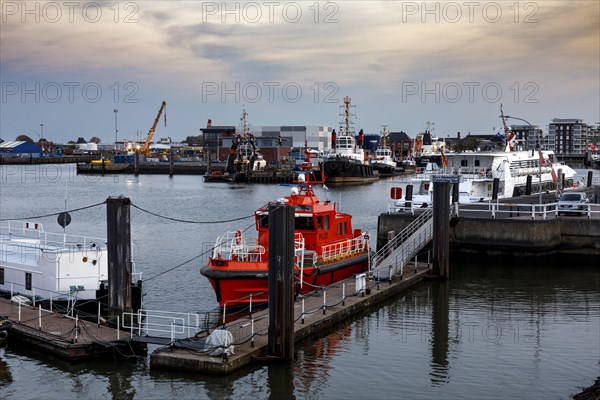 Seaport Cuxhaven at the mouth of the Elbe into the North Sea