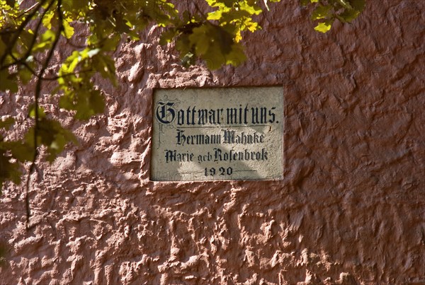 Inscription \God was with us\ on a farmhouse