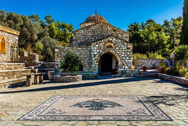 Pebble mosaic in front of Moni Thari Monastery near Laerma from the 12th century