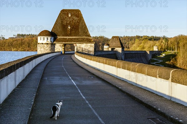 Dam with the wall towers at Lake Moehne