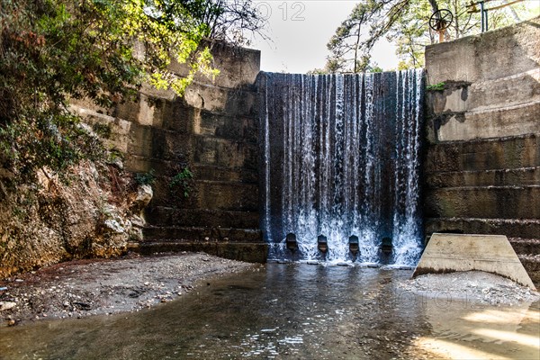 Reservoir with waterfall