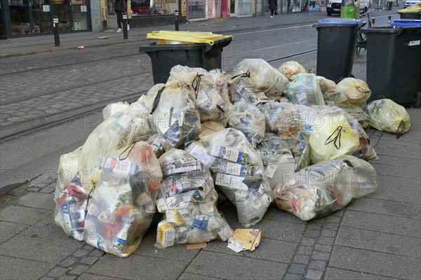 Yellow bags for plastic waste