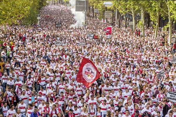 Fans of VfB Stuttgart on their way to the stadium