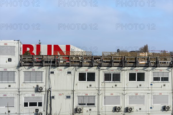 Construction container at a large building site