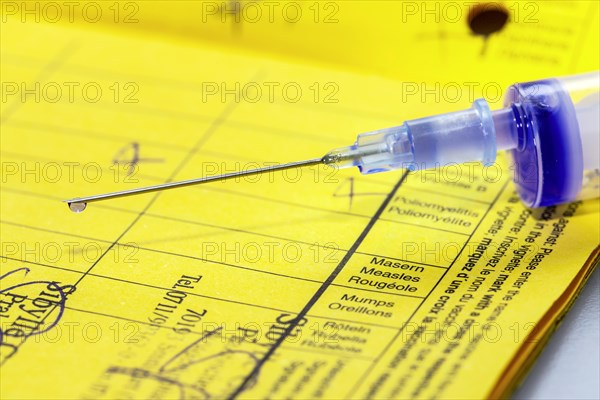 Vaccination certificate with syringe