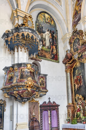 Pulpit and side altar