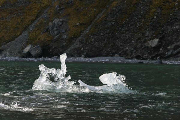 Melting ice floe drifting in Burgerbukta