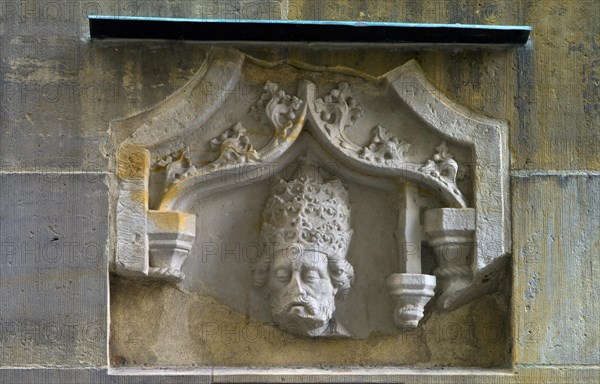 Frieze of Saint Peter on a wall in Boettcherstrasse